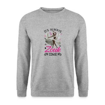 Witziger Zouk Tänzer Spruch - Unisex Pullover - Weißgrau meliert - Vorne - Alina (178cm) & Michal (187cm)