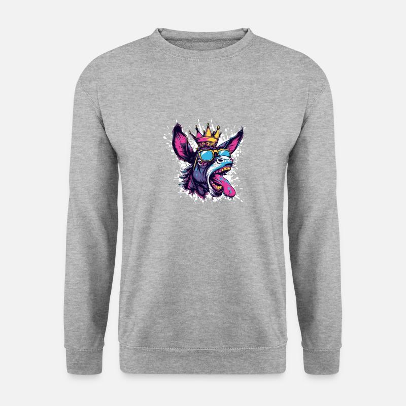 Esel Comic - Unisex Pullover - Weißgrau meliert