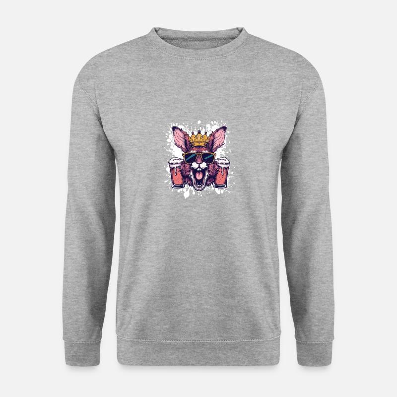 Hase Bier Party - Unisex Pullover - Weißgrau meliert