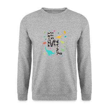 EMIL - Beautiful boy name with dinosaur - Unisex Sweatshirt - salt & pepper - Front - Alina (178cm) & Michal (187cm)