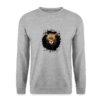 Cheetah Portrait - Unisex Sweatshirt - salt & pepper - Front - Alina (178cm) & Michal (187cm)