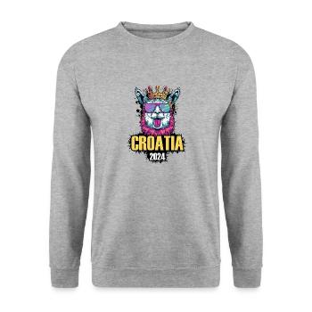 Croatia 2024 Alpaca Party Holiday - Unisex Sweatshirt - salt & pepper - Front - Alina (178cm) & Michal (187cm)