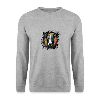 Greyhound Dog Portrait - Unisex Sweatshirt - salt & pepper - Front - Alina (178cm) & Michal (187cm)