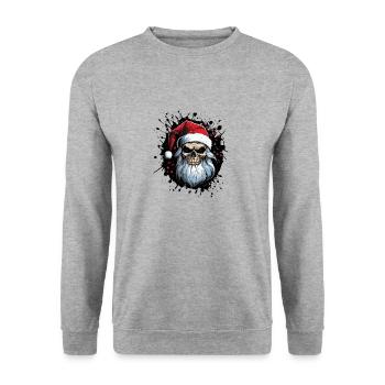 Père Noël Crâne Père Noël Père Noël - Sweat-shirt Unisexe - gris chiné - Devant - Alina (178cm) & Michal (187cm)