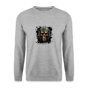 Pharaoh Skull - Unisex Sweatshirt - salt & pepper - Front - Alina (178cm) & Michal (187cm)