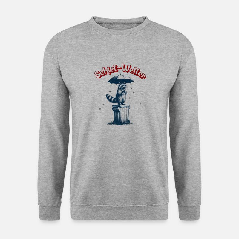 Schietwetter Waschbär - Unisex Pullover - Weißgrau meliert