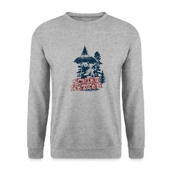 Schietwetter Bär - Unisex Pullover - Weißgrau meliert - Vorne - Alina (178cm) & Michal (187cm)