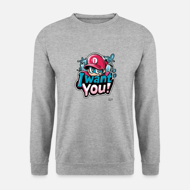 Ich will Dich - Unisex Pullover - Weißgrau meliert