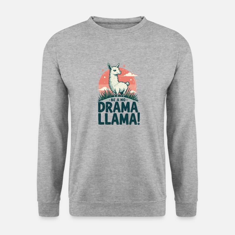 KEIN DRAMA LAMA - Unisex Pullover - Weißgrau meliert