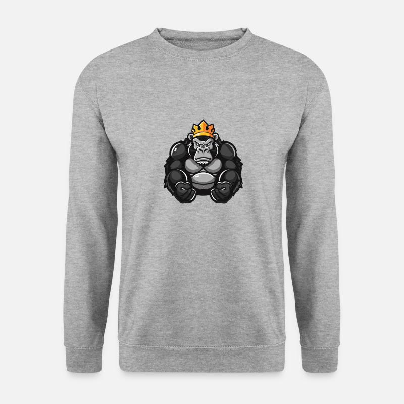 Gorilla Comic Krone - Unisex Pullover - Weißgrau meliert