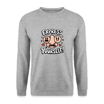 NOSE, EXPRESS YOURSELF - Unisex Sweatshirt - salt & pepper - Front - Alina (178cm) & Michal (187cm)