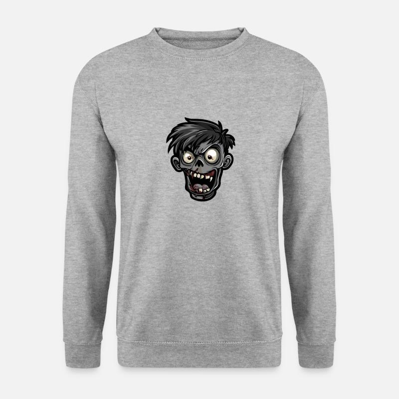 Zombie Halloween Comic Kopf - Unisex Pullover - Weißgrau meliert