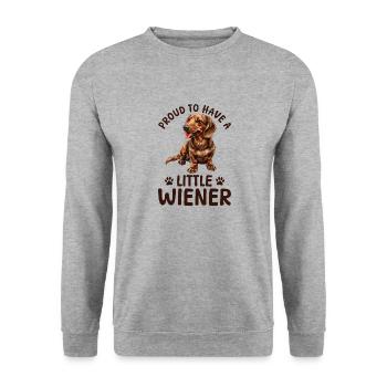 Teckel Doxie Dog Fier D’avoir Un Peu De Saucisse Universelle - Sweat-shirt Unisexe - gris chiné - Devant - Alina (178cm) & Michal (187cm)