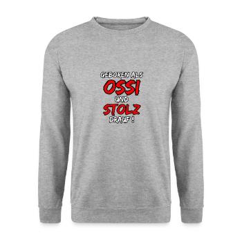 Né en tant qu’Ossi et fier de l’être ! - Sweat-shirt Unisexe - gris chiné - Devant - Alina (178cm) & Michal (187cm)