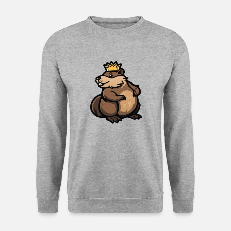 Biber Comic Krone - Unisex Pullover - Weißgrau meliert