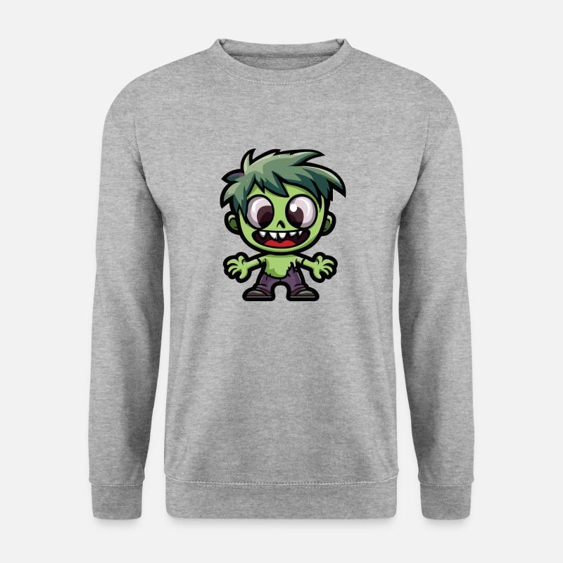 Zombie Halloween Niedlich Comic - Unisex Pullover - Weißgrau meliert