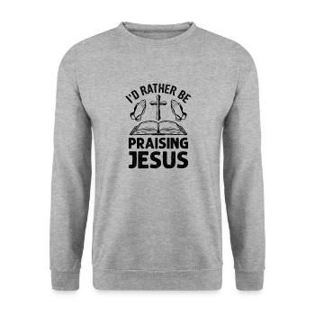 Catholic Religion Church Bible Jesus - Unisex Sweatshirt - salt & pepper - Front - Alina (178cm) & Michal (187cm)