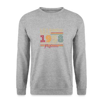 Legende seit 1958 Geburtstagsgeschenk - Unisex Pullover - Weißgrau meliert - Vorne - Alina (178cm) & Michal (187cm)