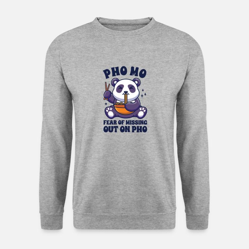 Drôle Pho Panda mignon mangeant Pho - Sweat-shirt Unisexe - gris chiné