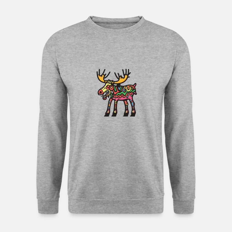 Elch Halloween Comic Zombie - Unisex Pullover - Weißgrau meliert
