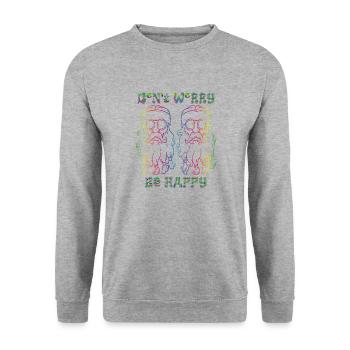 dont worry be happy lgbt lgbtq gay - Unisex Pullover - Weißgrau meliert - Vorne - Alina (178cm) & Michal (187cm)
