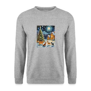 Verzauberte Winternacht Enchanted Winter Night - Unisex Pullover - Weißgrau meliert - Vorne - Alina (178cm) & Michal (187cm)