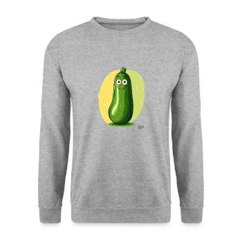 Lustige, fehl am Platz wirkende Zucchini - Unisex Pullover - Weißgrau meliert - Vorne - Alina (178cm) & Michal (187cm)