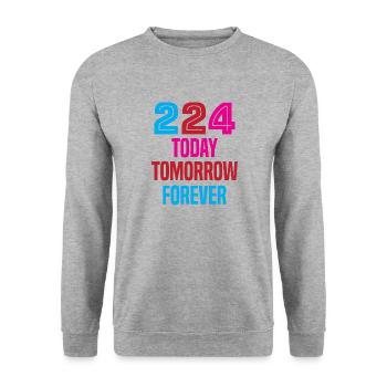 224 Aujourd’hui, demain, pour toujours - Sweat-shirt Unisexe - gris chiné - Devant - Alina (178cm) & Michal (187cm)