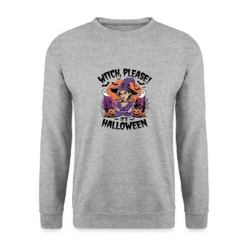 Witch Please It's Halloween für einen Halloween - Unisex Pullover - Weißgrau meliert - Vorne - Alina (178cm) & Michal (187cm)