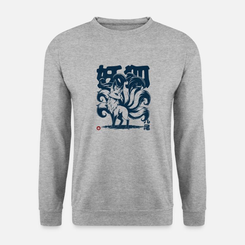 Nine-tailed fox Japanese mythology - Unisex Sweatshirt - salt & pepper