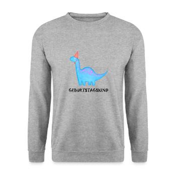 Anniversaire Garçon Brachiosaure Dino Anniversaire - Sweat-shirt Unisexe - gris chiné - Devant - Alina (178cm) & Michal (187cm)