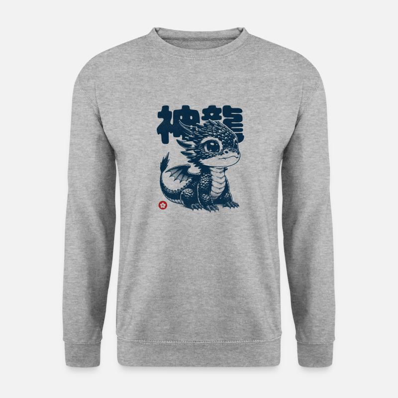 Fantasie-/Sci-Fi Mystischer Drache - Unisex Pullover - Weißgrau meliert