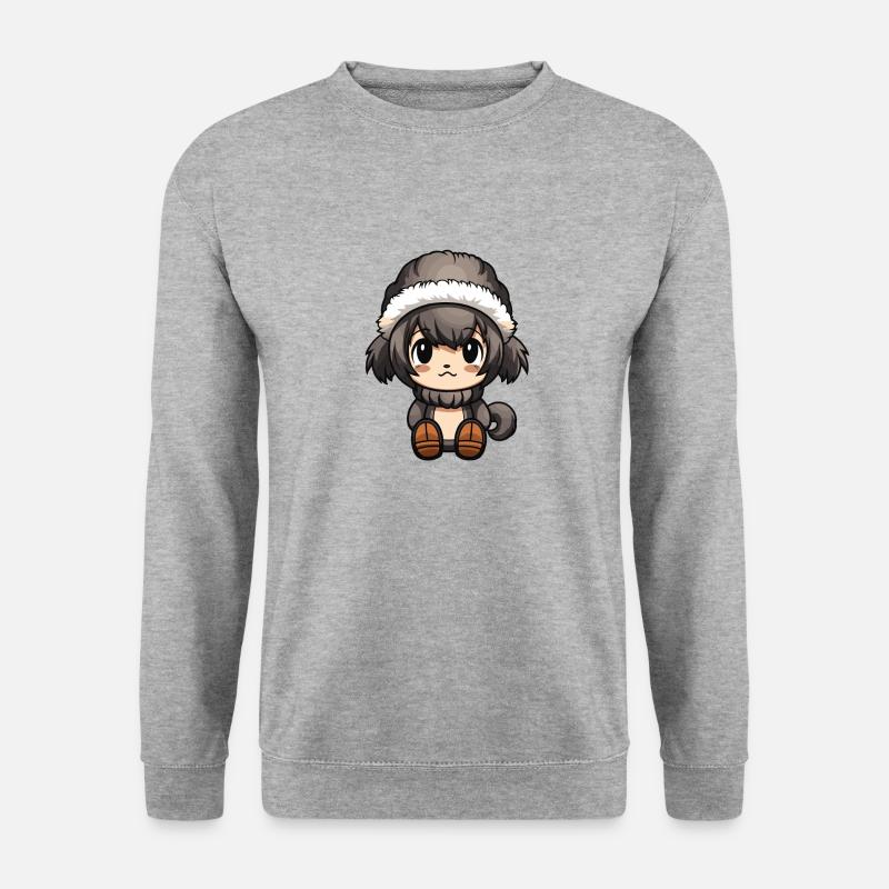 Affe Winter Comic Niedlich - Unisex Pullover - Weißgrau meliert
