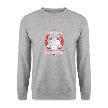 Lineman, Denn Auch Quarterbacks Brauchen Heros - Unisex Pullover - Weißgrau meliert - Vorne - Alina (178cm) & Michal (187cm)
