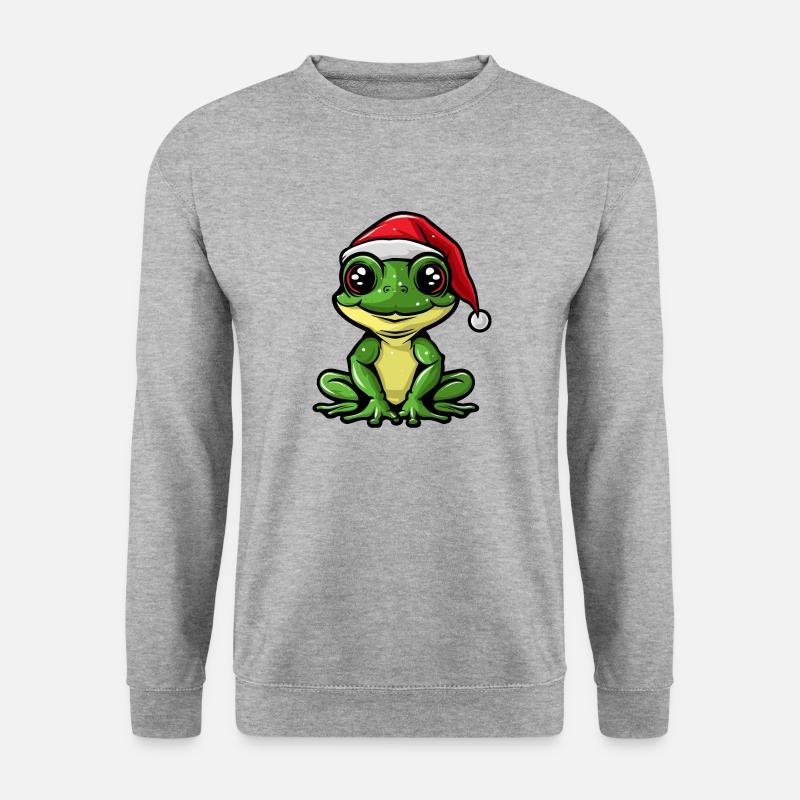 Frosch Weihnachten - Unisex Pullover - Weißgrau meliert