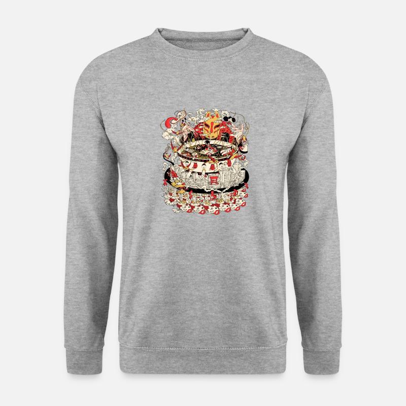 Die Ramen-Zeremonie des Fuchsgottes - Unisex Pullover - Weißgrau meliert