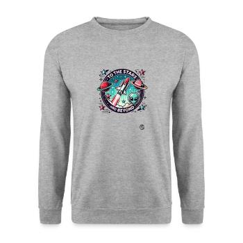 To the Stars and Beyond - Space - Unisex Sweatshirt - salt & pepper - Front - Alina (178cm) & Michal (187cm)