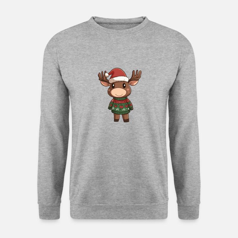 Elch Weihnachten - Unisex Pullover - Weißgrau meliert