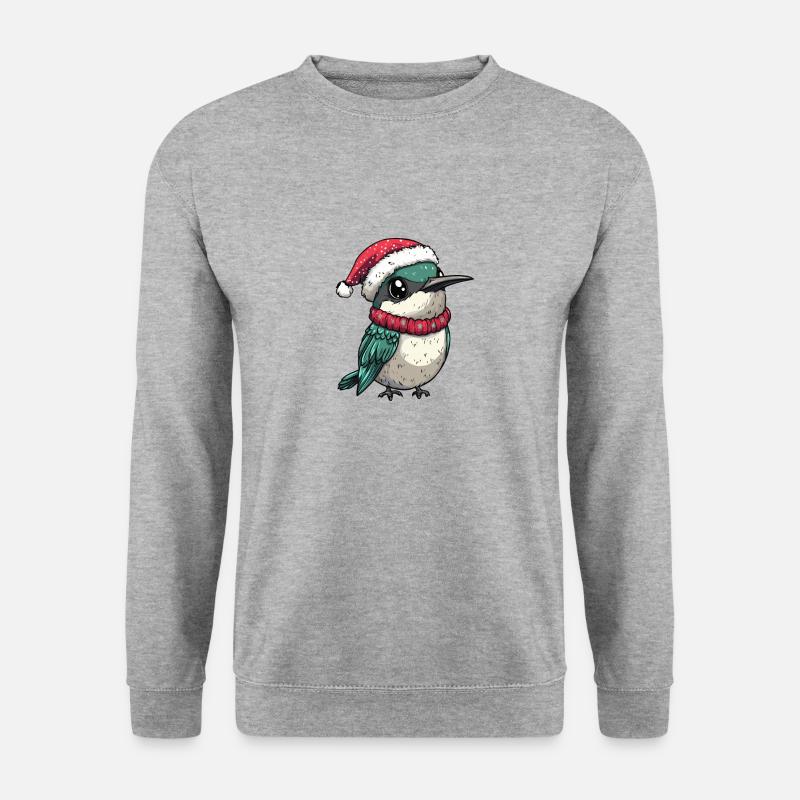 Kolibri Vogel Weihnachten - Unisex Pullover - Weißgrau meliert