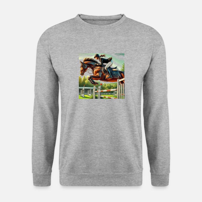 Springreiterin - Unisex Pullover - Weißgrau meliert