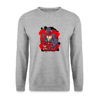 Fantasy Horror Creature - Death Lagoon - Unisex Sweatshirt - salt & pepper - Front - Alina (178cm) & Michal (187cm)