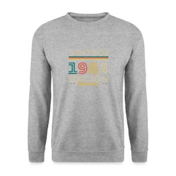 Vinatge 1984 Geburtstagsgeschenk - Unisex Pullover - Weißgrau meliert - Vorne - Alina (178cm) & Michal (187cm)