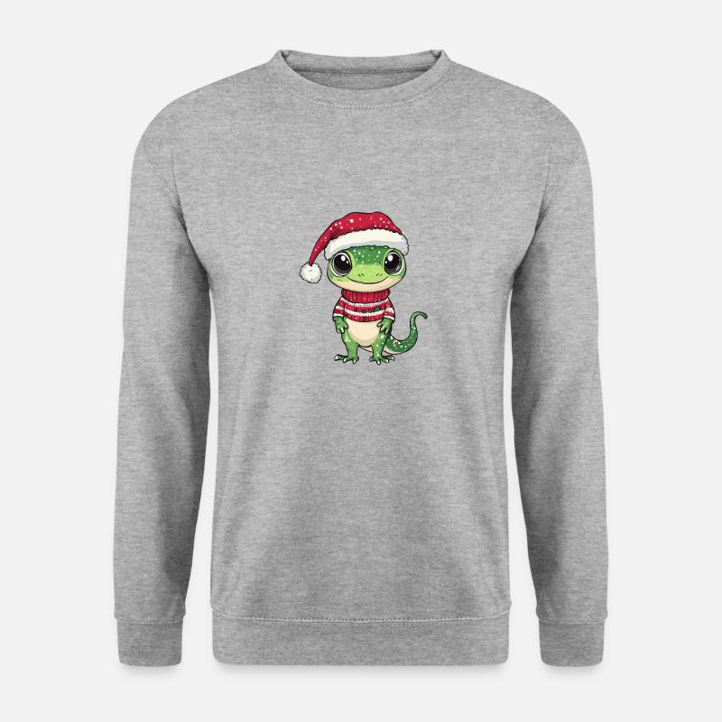 Echse Weihnachten - Unisex Pullover - Weißgrau meliert
