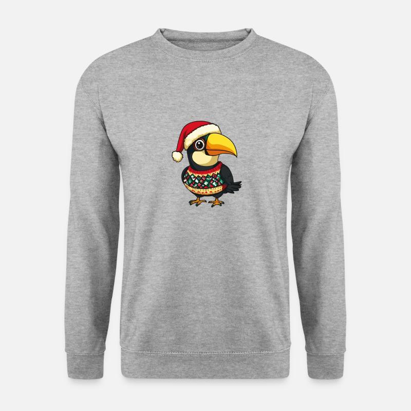 Tukan Vogel Weihnachten - Unisex Pullover - Weißgrau meliert