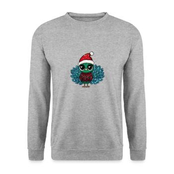 Paon Oiseau Noël - Sweat-shirt Unisexe - gris chiné - Devant - Alina (178cm) & Michal (187cm)