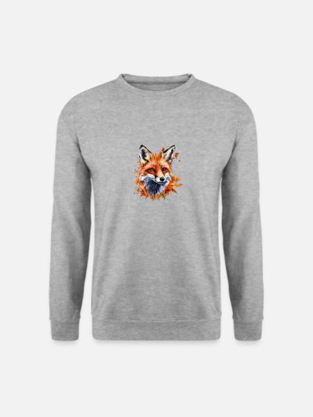 Herbst-Aquarell-Fuchs - Unisex Pullover - Weißgrau meliert