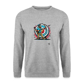 Super Archer – Arc et flèches - Sweat-shirt Unisexe - gris chiné - Devant - Alina (178cm) & Michal (187cm)