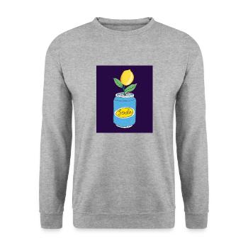 Lemon Soda Can with Fruit Branch – Quirky Art - Unisex Sweatshirt - salt & pepper - Front - Alina (178cm) & Michal (187cm)