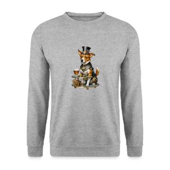 Steampunk Corgi Butler - Unisex Sweatshirt - salt & pepper - Front - Alina (178cm) & Michal (187cm)