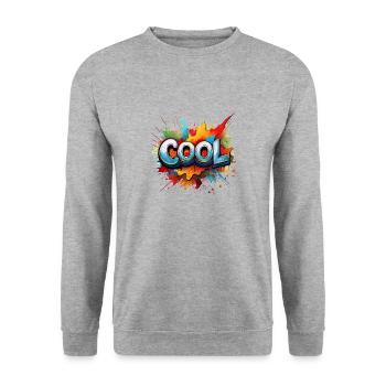 Vibrant Graffiti “COOL” Splash Design - Unisex Sweatshirt - salt & pepper - Front - Alina (178cm) & Michal (187cm)